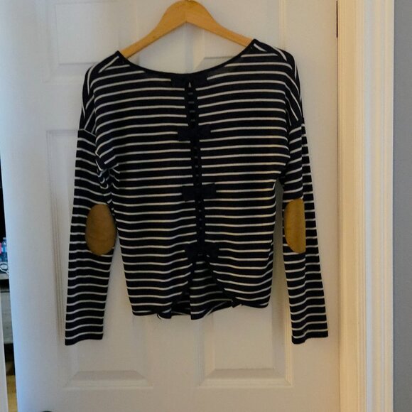 E Hanger M Bow Tie Sweater with Suede Patches - Picture 1 of 6